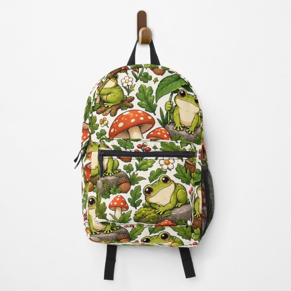 Item preview, Cute Frog Mushroom Woodland Pattern designed and sold by Haji Kamora.