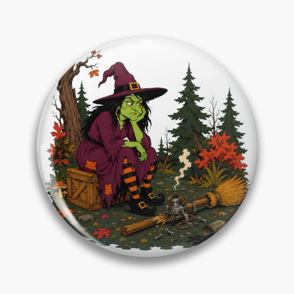 Item preview, Broken Motorized Broomstick Funny Halloween Witch Breakdown designed and sold by chattsuede.