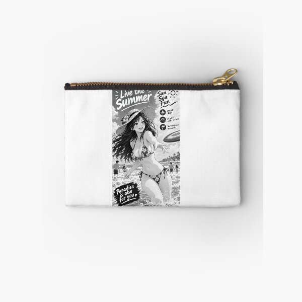 Item preview, Beautiful Japanese manga-style girl playing with a frisbee on the beach. designed and sold by UrbanTRIP.