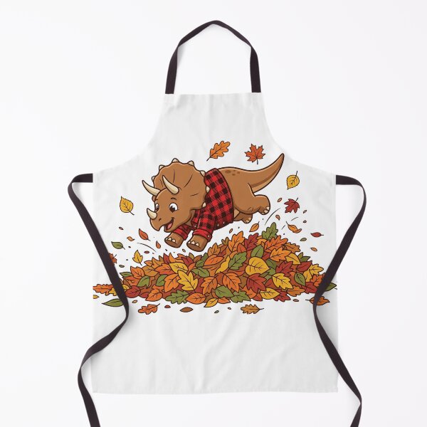Item preview, Cute Triceratops Jumping in Autumn Leaves Pile designed and sold by KMKDesignStudio.
