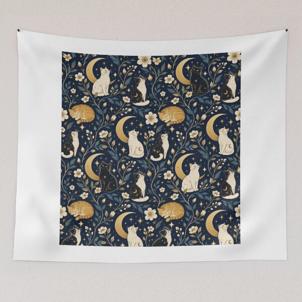 Item preview, Cats & Moon Seamless Pattern designed and sold by Haji  Kamora.