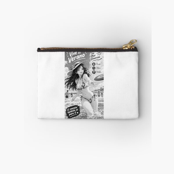 Item preview, Beautiful Japanese manga-style girl playing with a frisbee on the beach #2 designed and sold by UrbanTRIP.