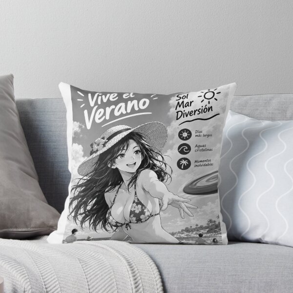 Item preview, Beautiful Japanese manga-style girl playing with a frisbee on the beach #2 designed and sold by UrbanTRIP.