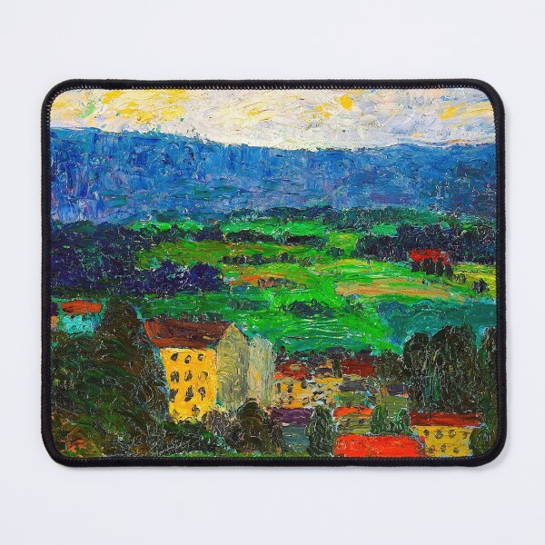 Item preview, Farm house and village in the mountains landscape painting print by Konrad Mägi designed and sold by Jéanpaul Ferro.