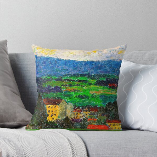 Item preview, Farm house and village in the mountains landscape painting print by Konrad Mägi designed and sold by Jéanpaul Ferro.