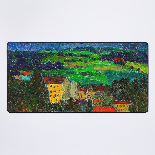 Item preview, Farm house and village in the mountains landscape painting print by Konrad Mägi designed and sold by Jéanpaul Ferro.