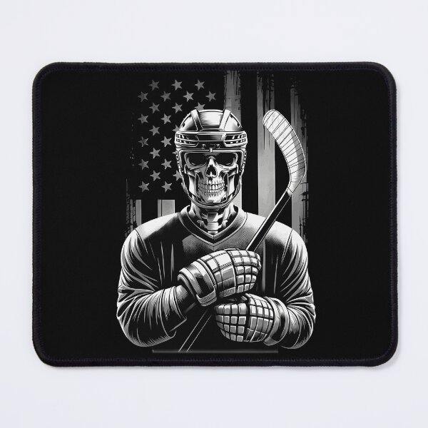 Item preview, Skeleton Hockey Player Stick American Flag Distressed Black White Sports Horror Apparel designed and sold by slmfams.