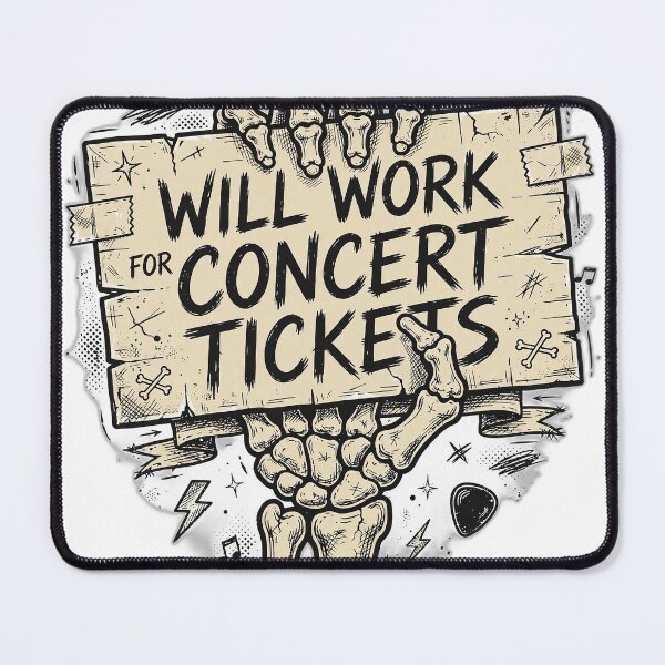 Item preview, Will Work For Concert Tickets Shirt - Funny Music Fan Tee designed and sold by FitEnvy.