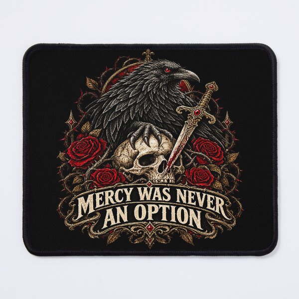 Item preview, Mercy Was Never An Option – Gothic Raven Skull Dark Fantasy designed and sold by TheInkRaven.