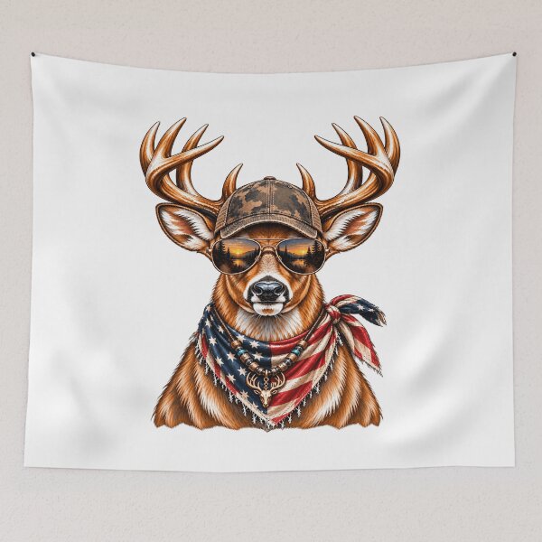 Item preview, Glamorous Deer Jeweled Glasses Pearl Necklace Stylish Buck Wildlife Art designed and sold by 76Valeria.