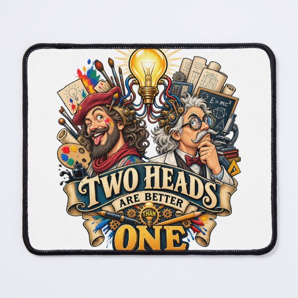 Item preview, Two Heads Are Better Than One Art And Science Collaboration Retro Graphic Tee Design designed and sold by Nubian Style.