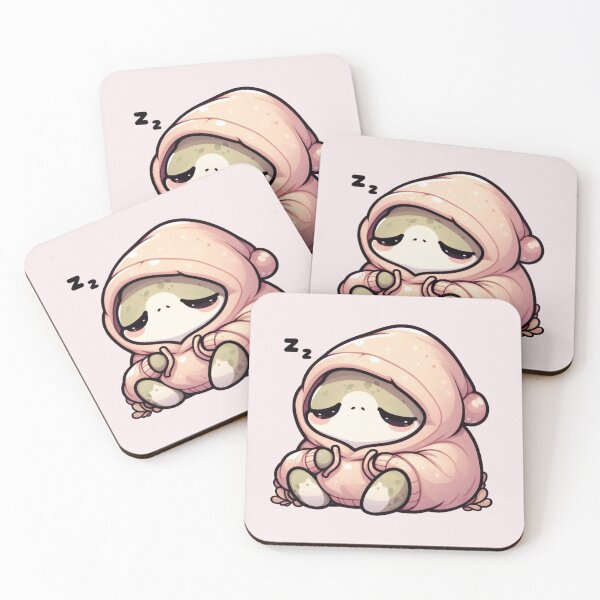 Item preview, Sleepy Frog in Cozy Pink Hood Cute Kawaii Frog Pajamas designed and sold by Safe Haven Pets.