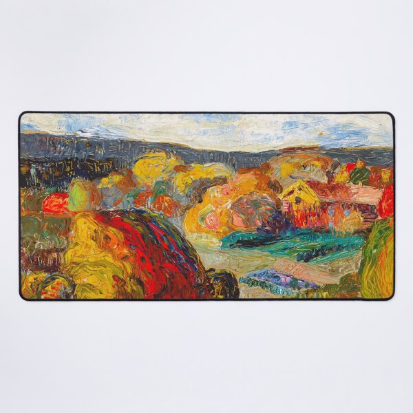 Item preview, Autumn farmhouse landscape painting print by Konrad Magi designed and sold by Jéanpaul Ferro.