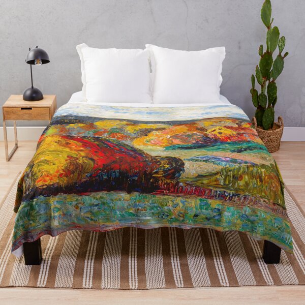 Item preview, Autumn farmhouse landscape painting print by Konrad Magi designed and sold by Jéanpaul Ferro.