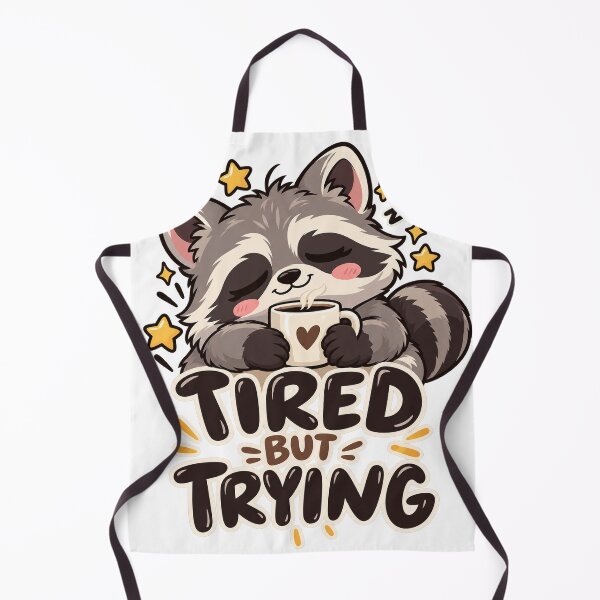 Item preview, Tired But Trying — sleepy raccoon cute coffee sticker ☕ designed and sold by Pixel & Ponder.