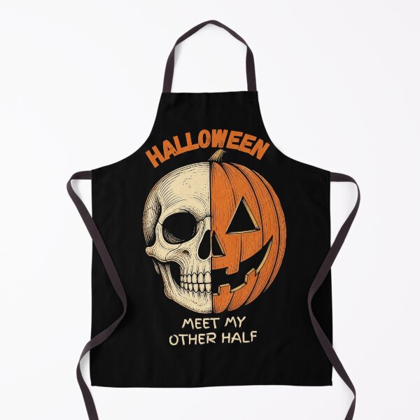 Item preview, Meet My Other Half - Retro Half Skull Half Pumpkin Halloween designed and sold by VizoArt-Studio.