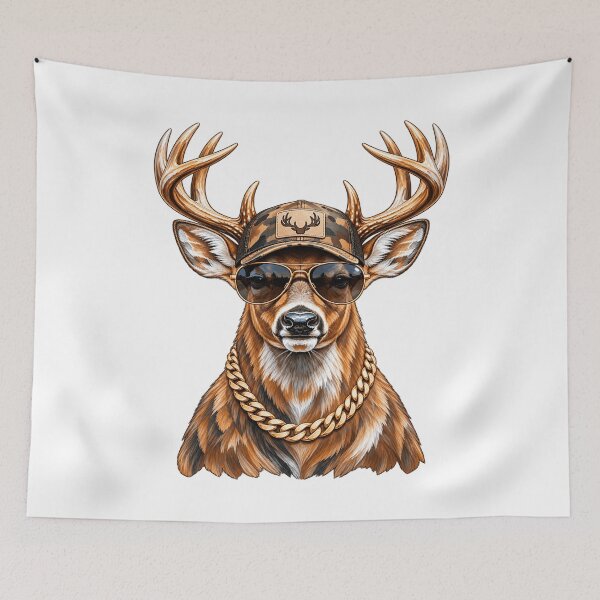 Item preview, Glamorous Deer Jeweled Glasses Pearl Necklace Stylish Buck Wildlife Art designed and sold by 76Valeria.