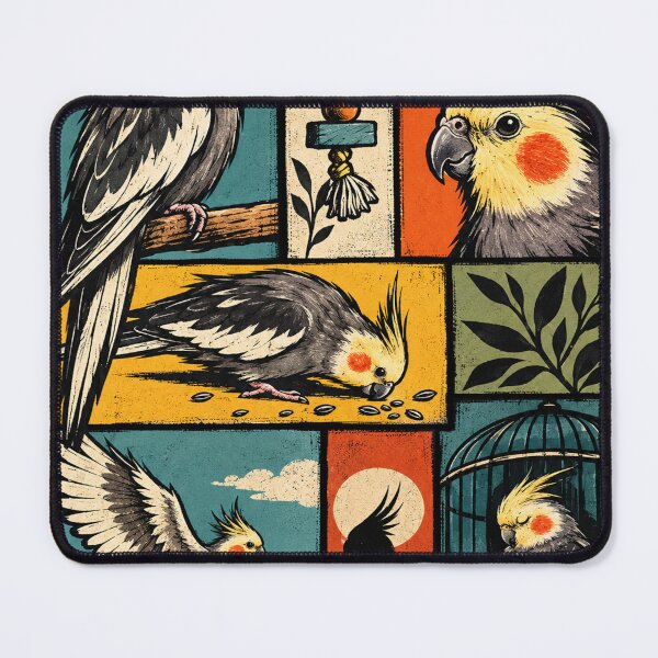 Item preview, Retro Cockatiel Collage Cockatiel Life in Motion designed and sold by youzasdesigns.