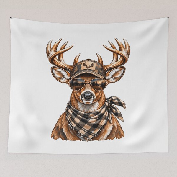 Item preview, Glamorous Deer Jeweled Glasses Pearl Necklace Stylish Buck Wildlife Art designed and sold by 76Valeria.