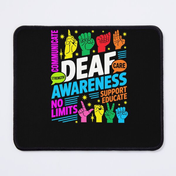 Item preview, Deaf Awareness No Limits Communicate Strength Support Educate Care Colorful ASL Hands Apparel designed and sold by slmfams.