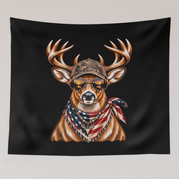 Item preview, Glamorous Deer Jeweled Glasses Pearl Necklace Stylish Buck Wildlife Art designed and sold by 76Valeria.