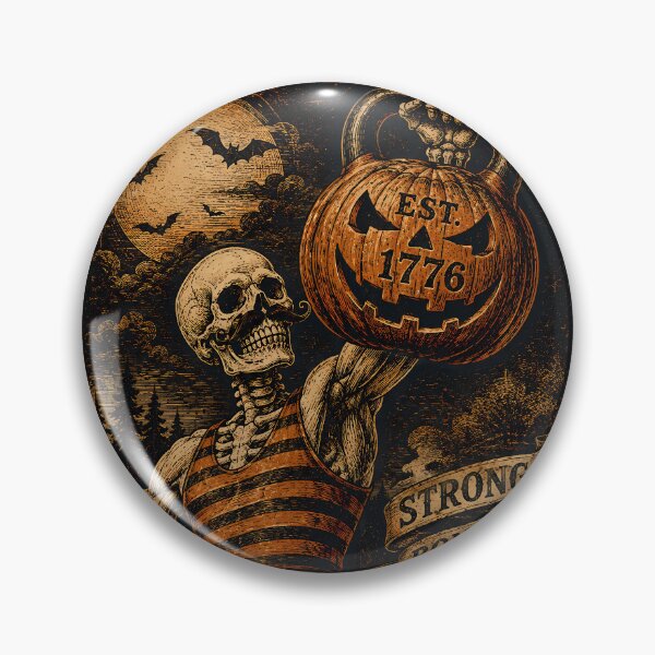 Item preview, Spooky Strongman Woodcut Skeleton Lifting Halloween Gym designed and sold by chattsuede.