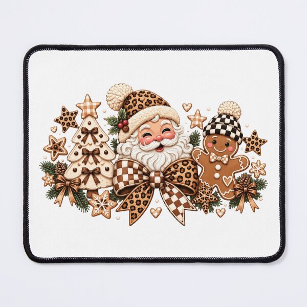 Item preview, Leopard Christmas Santa Gingerbread Tee Xmas Bow Christmas Tree designed and sold by CatiaStudioArt.