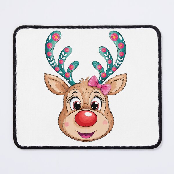 Item preview, Cute Christmas Deer Floral Antlers Pink Bow Festive Design designed and sold by styleonestaa.