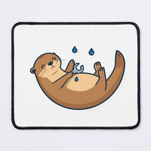 Item preview, Otter Plumber Line Art Sticker – Minimalist Floating Otter with Wrench designed and sold by NKWealthDesign.