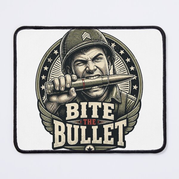 Item preview, Bite The Bullet Vintage Military Soldier Tough Attitude Graphic Tee Design designed and sold by Nubian Style.