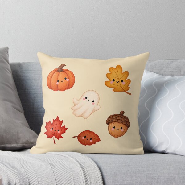 Item preview, Cute Fall & Halloween Pack – Smiling Pumpkin Ghost Leaves & Acorn designed and sold by SnugbugStudios.