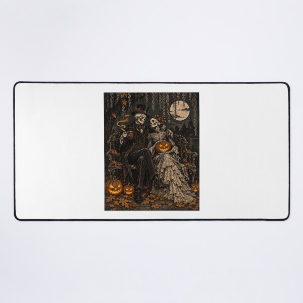 Item preview, Skeleton Couple Victorian Gothic Woodcut Spooky Romance designed and sold by chattsuede.