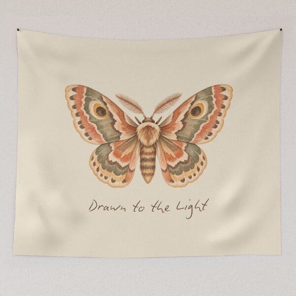 Item preview, Drawn to the Light Moth Watercolor designed and sold by mycute-stickers.
