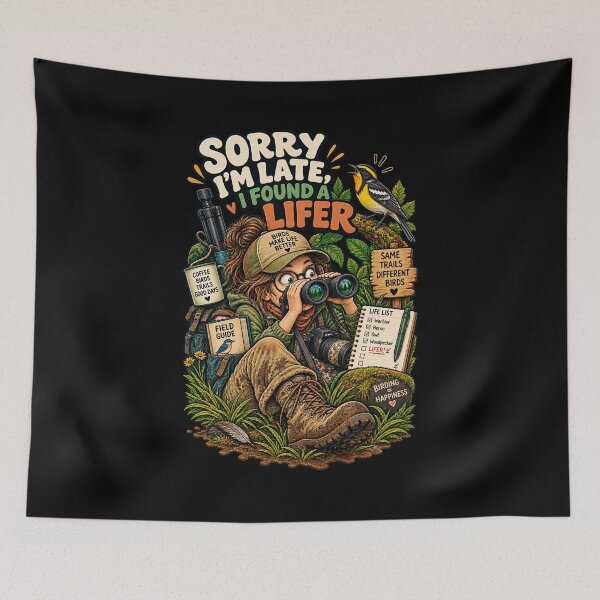 Item preview, Sorry I'm Late I Found A Lifer Funny Birding Birder designed and sold by Ridaelb.