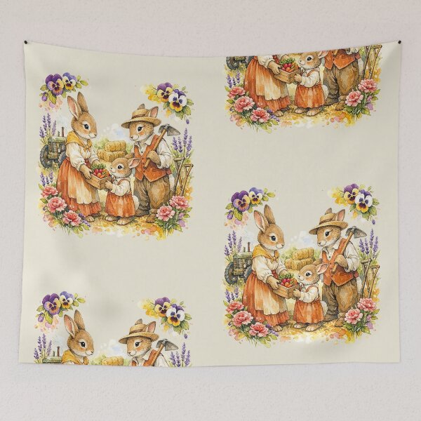 Item preview, Farmer Bunny Family Working in the Garden designed and sold by the artedivino.