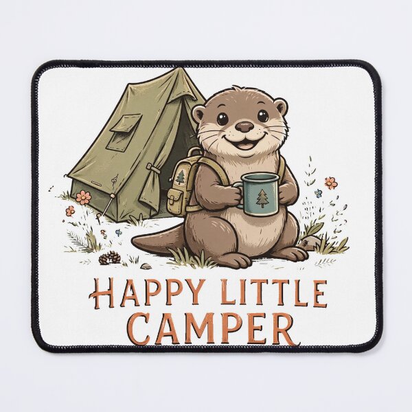Item preview, Happy Little Camper - Cute River Otter Camping with Mug and Tent designed and sold by PaniCraftstore.