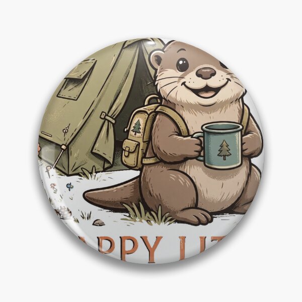 Item preview, Happy Little Camper - Cute River Otter Camping with Mug and Tent designed and sold by PaniCraftstore.