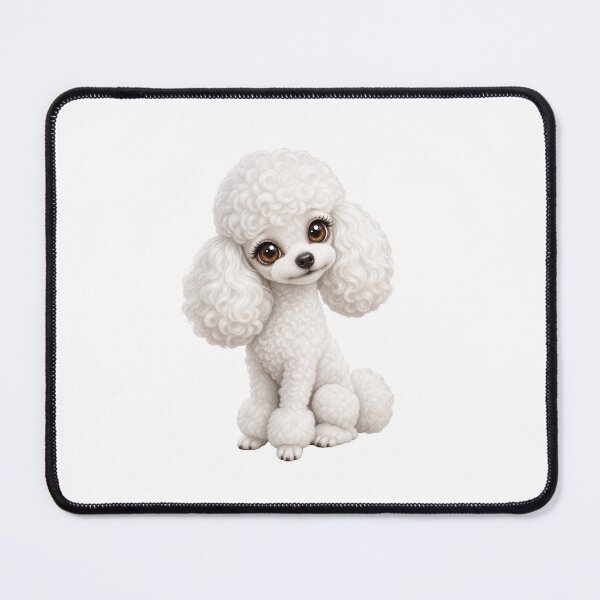 Item preview, Big-Eyed White Poodle – Cute Glamorous Dog Caricature designed and sold by Bohospiritart.