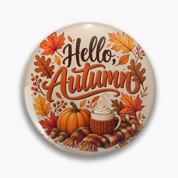 Item preview, Hello Autumn – Cozy Pumpkin Coffee & Fall Leaves designed and sold by blankTeeShirt.