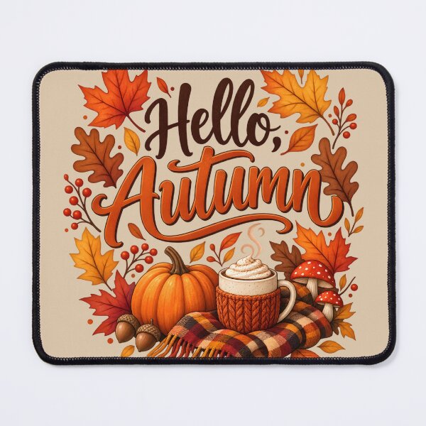 Item preview, Hello Autumn – Cozy Pumpkin Coffee & Fall Leaves designed and sold by blankTeeShirt.