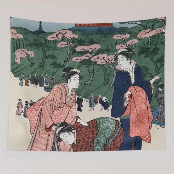 Item preview, Spring at the Temple - Ancient Japanese Illustration designed and sold by blackink-design.