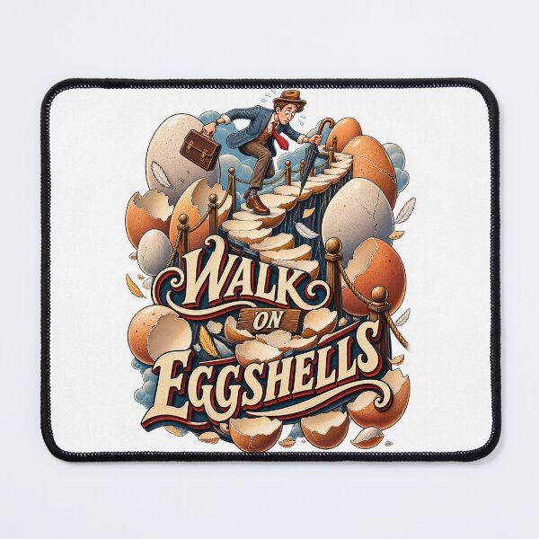 Item preview, Walk On Eggshells Funny Careful Businessman Surreal Vintage Graphic Tee Design designed and sold by Nubian Style.