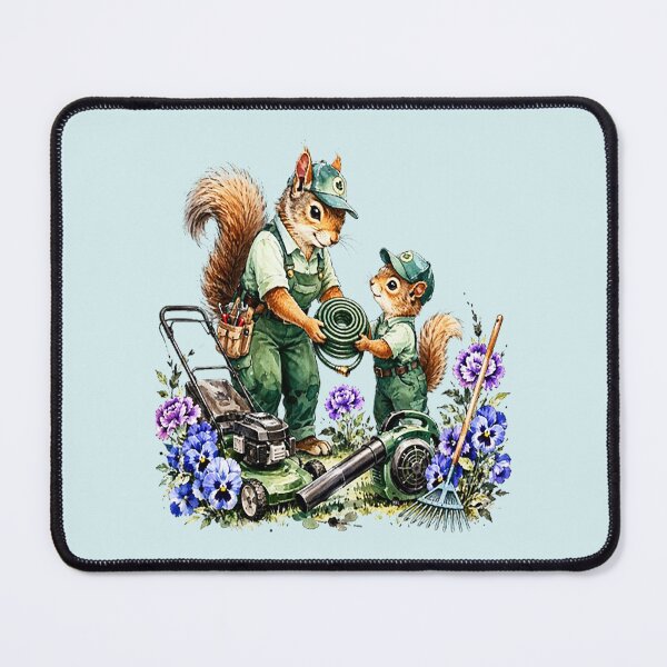 Item preview, Gardener Squirrels Mowing the Lawn in Spring designed and sold by the artedivino.