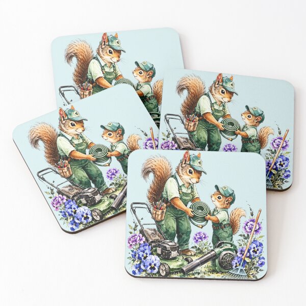Item preview, Gardener Squirrels Mowing the Lawn in Spring designed and sold by the artedivino.