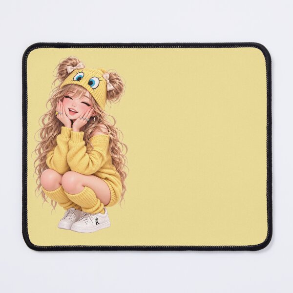 Item preview, Cheerful Girl in Yellow Beanie designed and sold by GRFORA.