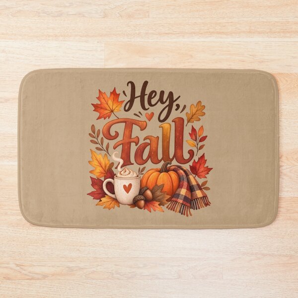 Item preview, Hey Fall – Cozy Autumn Pumpkin, Coffee & Leaves designed and sold by blankTeeShirt.