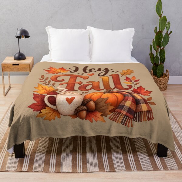 Item preview, Hey Fall – Cozy Autumn Pumpkin, Coffee & Leaves designed and sold by blankTeeShirt.