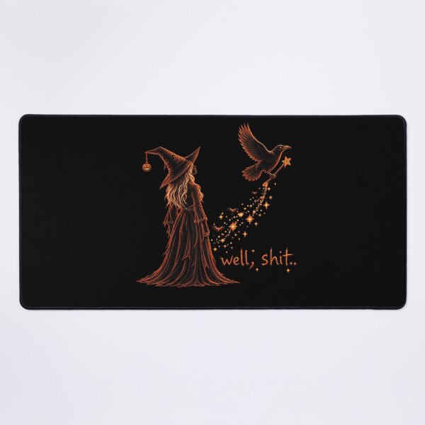 Item preview, Well Shit Witch Looking Up Raven Broom Stars Halloween Spooky Magic Apparel designed and sold by slmfams.