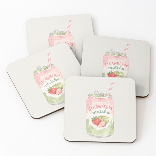 Item preview, Strawberry Matcha Watercolor Can – Cute Kawaii Drink Illustration designed and sold by Verycutethings.