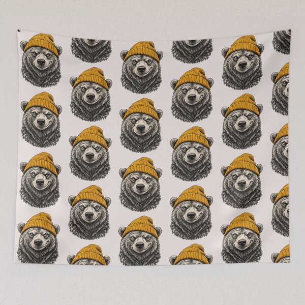 Item preview, Winter Bear Wearing Beanie Cute Animal Art  designed and sold by erozzz.